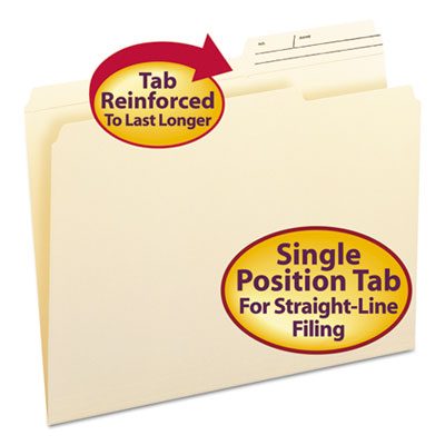 Smead&reg; Reinforced Guide Height File Folders