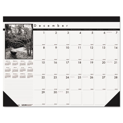 House of Doolittle&trade; Black-on-White Photo 100% Recycled Monthly Desk Pad Calendar