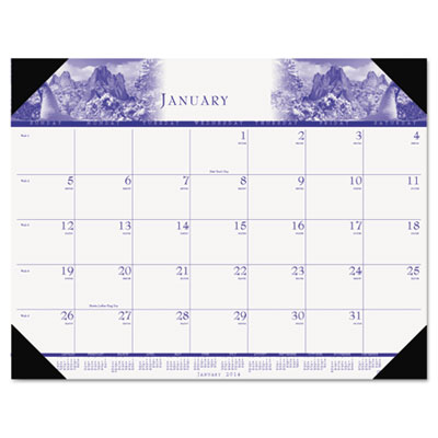 House of Doolittle&trade; 100% Recycled One-Color Photo Monthly Desk Pad Calendar