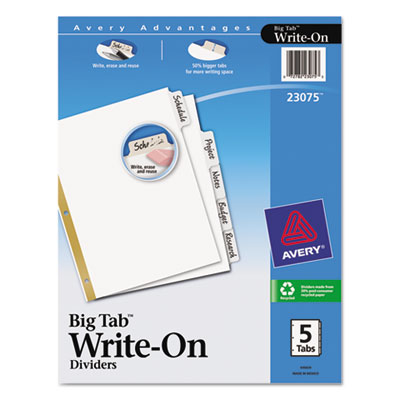 Avery&reg; Write &amp; Erase Big Tab&trade; Paper Dividers
