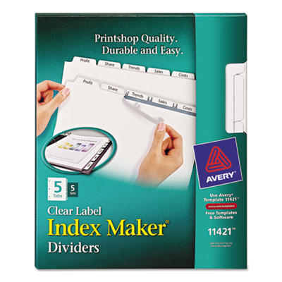 Avery&reg; Index Maker&reg; Print &amp; Apply Clear Label Dividers with White Tabs for Copiers