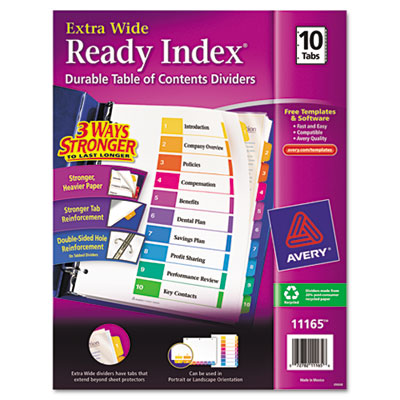 Avery&reg; Ready Index&reg; Customizable Table of Contents Multicolor Dividers