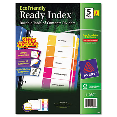 Avery&reg; Ready Index&reg; Customizable Table of Contents Multicolor Dividers