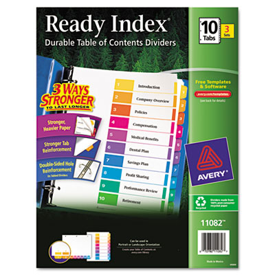 Avery&reg; Ready Index&reg; Customizable Table of Contents Multicolor Dividers