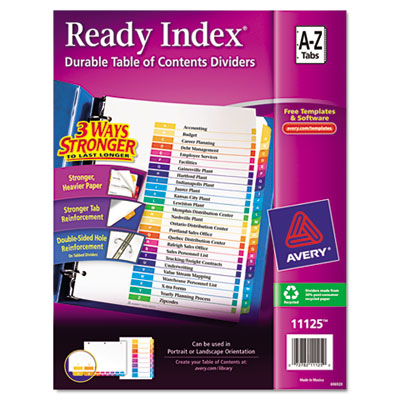 Avery&reg; Ready Index&reg; Customizable Table of Contents Multicolor Dividers