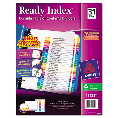 Avery&reg; Ready Index&reg; Customizable Table of Contents Multicolor Dividers