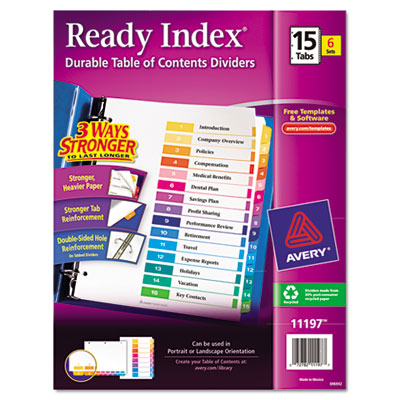 Avery&reg; Ready Index&reg; Customizable Table of Contents Multicolor Dividers