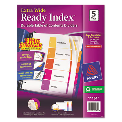 Avery&reg; Ready Index&reg; Customizable Table of Contents Multicolor Dividers