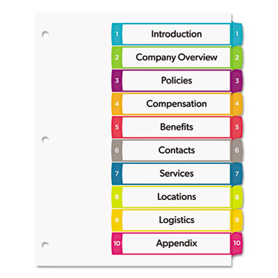 Avery&reg; Ready Index&reg; Customizable Table of Contents Multicolor Dividers