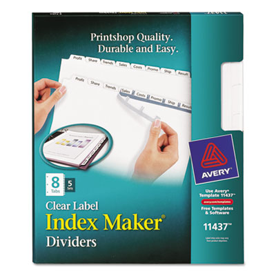 Avery&reg; Index Maker&reg; Print &amp; Apply Clear Label Dividers with White Tabs
