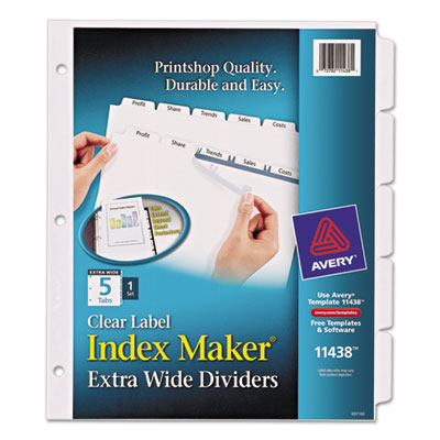 Avery&reg; Index Maker&reg; Print &amp; Apply Clear Label Dividers with White Tabs