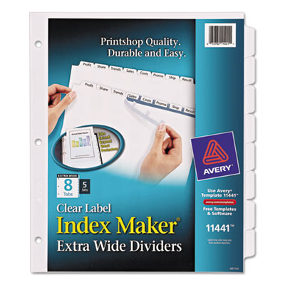 Avery&reg; Index Maker&reg; Print &amp; Apply Clear Label Dividers with White Tabs