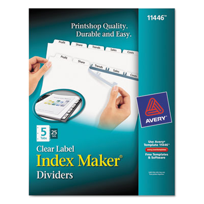 Avery&reg; Index Maker&reg; Print &amp; Apply Clear Label Dividers with White Tabs
