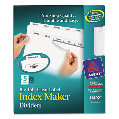 Avery&reg; Index Maker&reg; Print &amp; Apply Clear Label Dividers with White Tabs