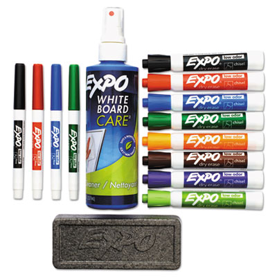 EXPO&reg; Low-Odor Dry Erase Marker, Eraser and Cleaner Kit