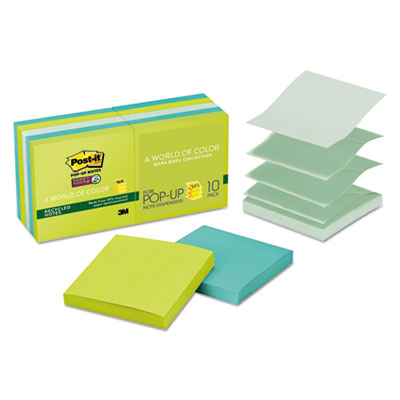 Post-it&reg; Pop-up Notes Super Sticky Pop-up Recycled Notes in Bora Bora Colors