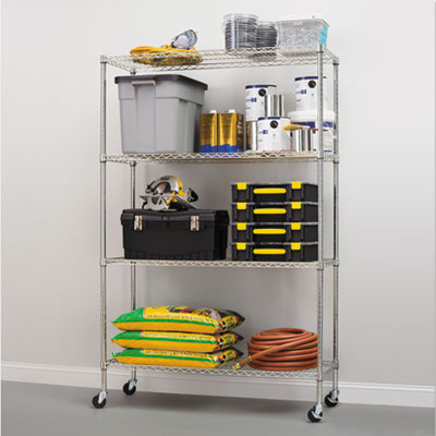 Alera&reg; Commercial Wire Shelving Kit with Casters