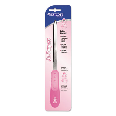 Westcott&reg; Pink Ribbon Stainless Steel Letter Opener
