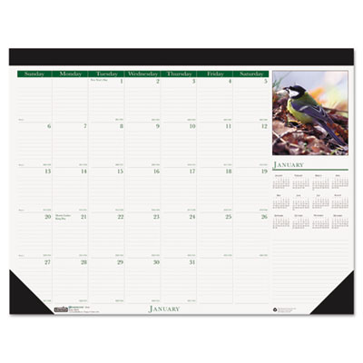 House of Doolittle&trade; Earthscapes&trade; 100% Recycled Wild Birds Monthly Desk Pad Calendar