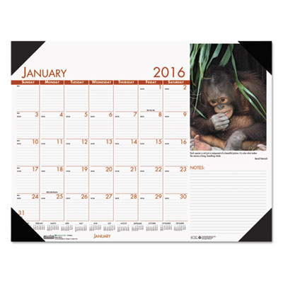 House of Doolittle&trade; Earthscapes&trade; 100% Recycled Beautiful Wildlife Monthly Desk Pad Calendar