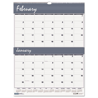 House of Doolittle&trade; Bar Harbor 100% Recycled Two-Months-per-Page Wirebound Wall Calendar