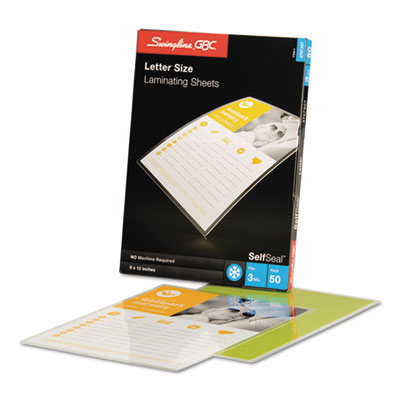 Swingline&trade; SelfSeal&trade; Self-Adhesive Laminating Pouches &amp; Single-Sided Sheets