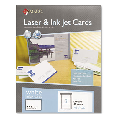 MACO&reg; Unruled Microperforated Laser/Ink Jet Index Cards