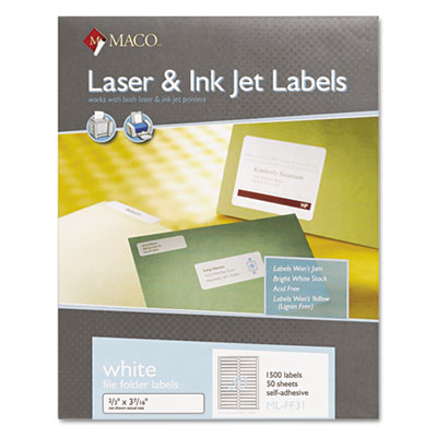 MACO&reg; Laser/Inkjet White File Folder Labels