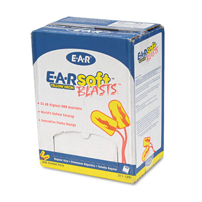3M E&middot;A&middot;Rsoft&trade; Yellow Neon Blasts&trade; Soft Foam Earplugs