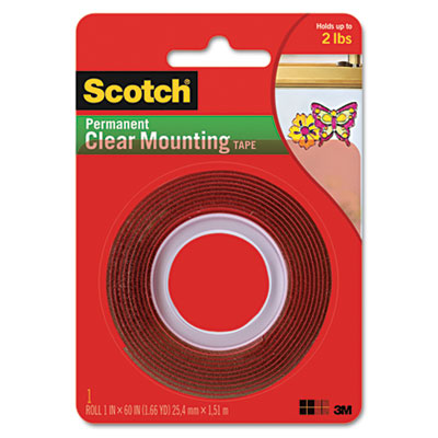 Scotch&reg; Permanent Clear Mounting Tape