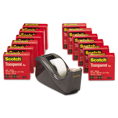 Scotch&reg; Transparent Tape with Black Dispenser Value Pack