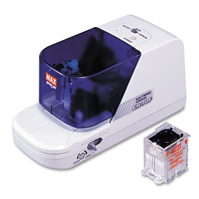 Max&reg; Electronic Heavy-Duty Flat Clinch Stapler