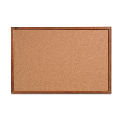 Quartet&reg; Cork Bulletin Board with Oak Frame