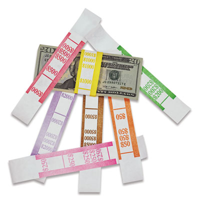 PM Company® Color-Coded Kraft Currency Straps PM Company® Color-Coded Kraft Currency Straps