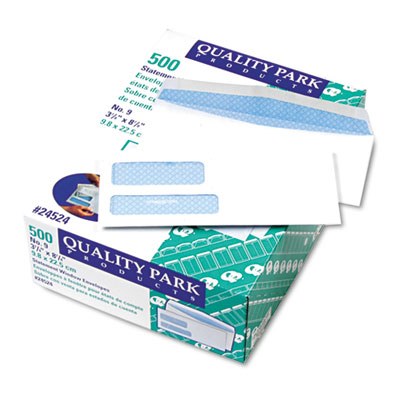 Quality Park&trade; Double Window Security Tinted Check Envelope