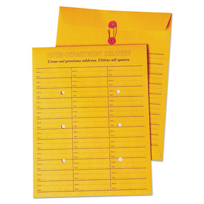 Quality Park&trade; Brown Kraft String &amp; Button Box-Style Interoffice Envelope
