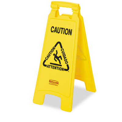Rubbermaid&reg; Commercial Multilingual "Caution" Floor Sign
