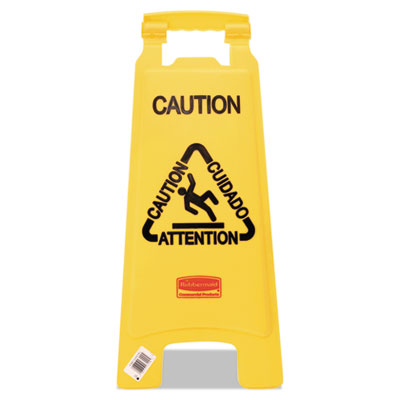 Rubbermaid&reg; Commercial Multilingual "Caution" Floor Sign