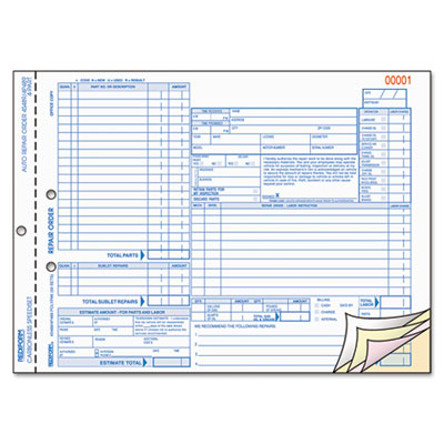 Rediform&reg; Speediset&reg; Four-Part Auto Repair Form