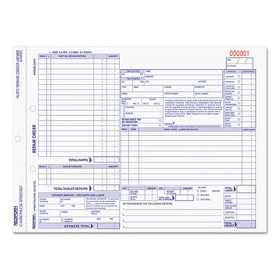 Rediform&reg; Speediset&reg; Four-Part Auto Repair Form