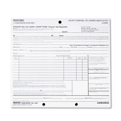 Rediform&reg; Speediset&reg; Bill of Lading, Short Form