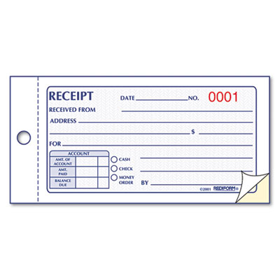 Rediform&reg; Small Money Receipt Book