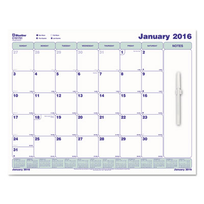 Blueline&reg; Write-On Cling-On Poly Monthly Calendar
