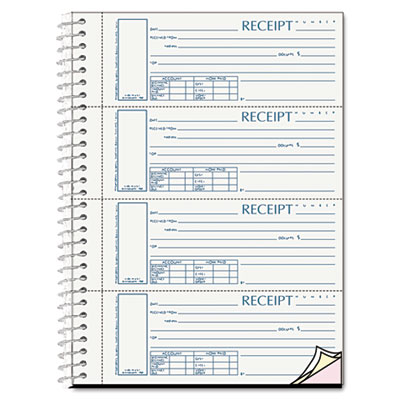 Rediform&reg; Spiralbound Unnumbered Money Receipt Book
