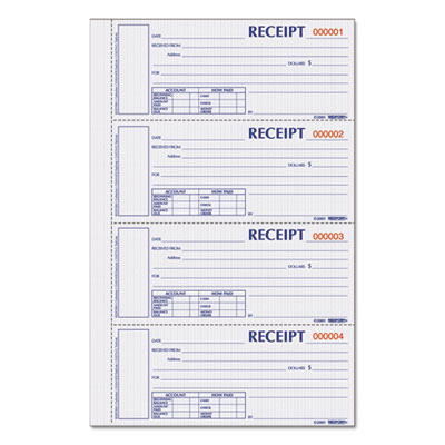 Rediform&reg; Durable Hardcover Numbered Money Receipt Book