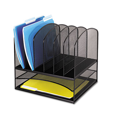Safco&reg; Onyx&trade; Mesh Desk Organizer With Two Horizontal/Six Upright Sections