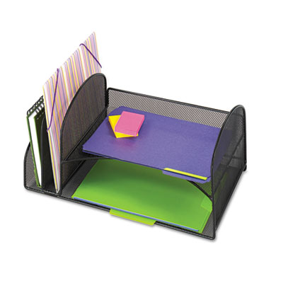 Safco&reg; Onyx&trade; Mesh Desk Organizer with Two Vertical/Two Horizontal Sections
