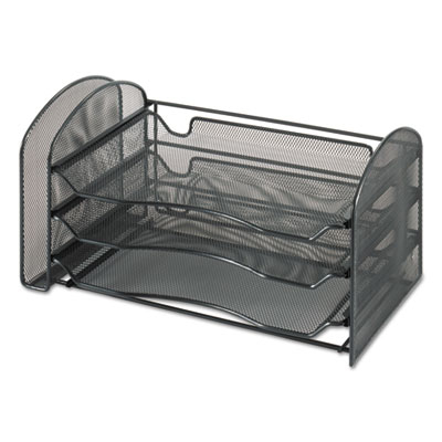 Safco&reg; Onyx&trade; Mesh Desk Organizer with One Vertical/Three Horizontal Sections