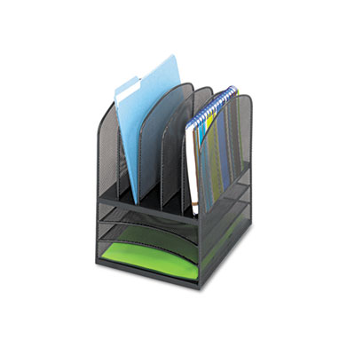 Safco&reg; Onyx&trade; Mesh Desk Organizer with Five Vertical/Three Horizontal Sections