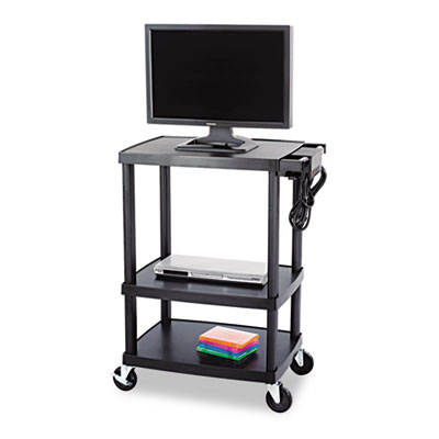 Safco&reg; Three-Shelf Height-Adjustable AV Cart